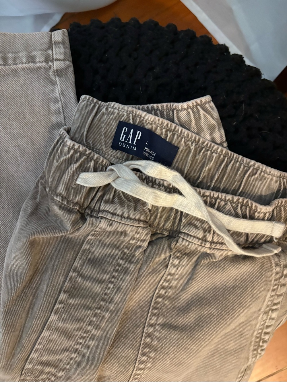 GAP High Rise Wide Leg Tan Denim - Picture 2 of 3